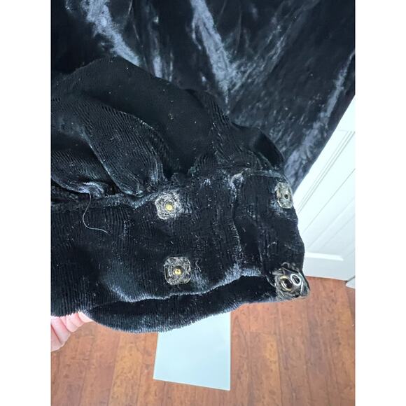 1930s Openhym's Debuvel Transparent Velvet Dress Black Art Deco Maxi Gown Sz 6 - Picture 2 of 13